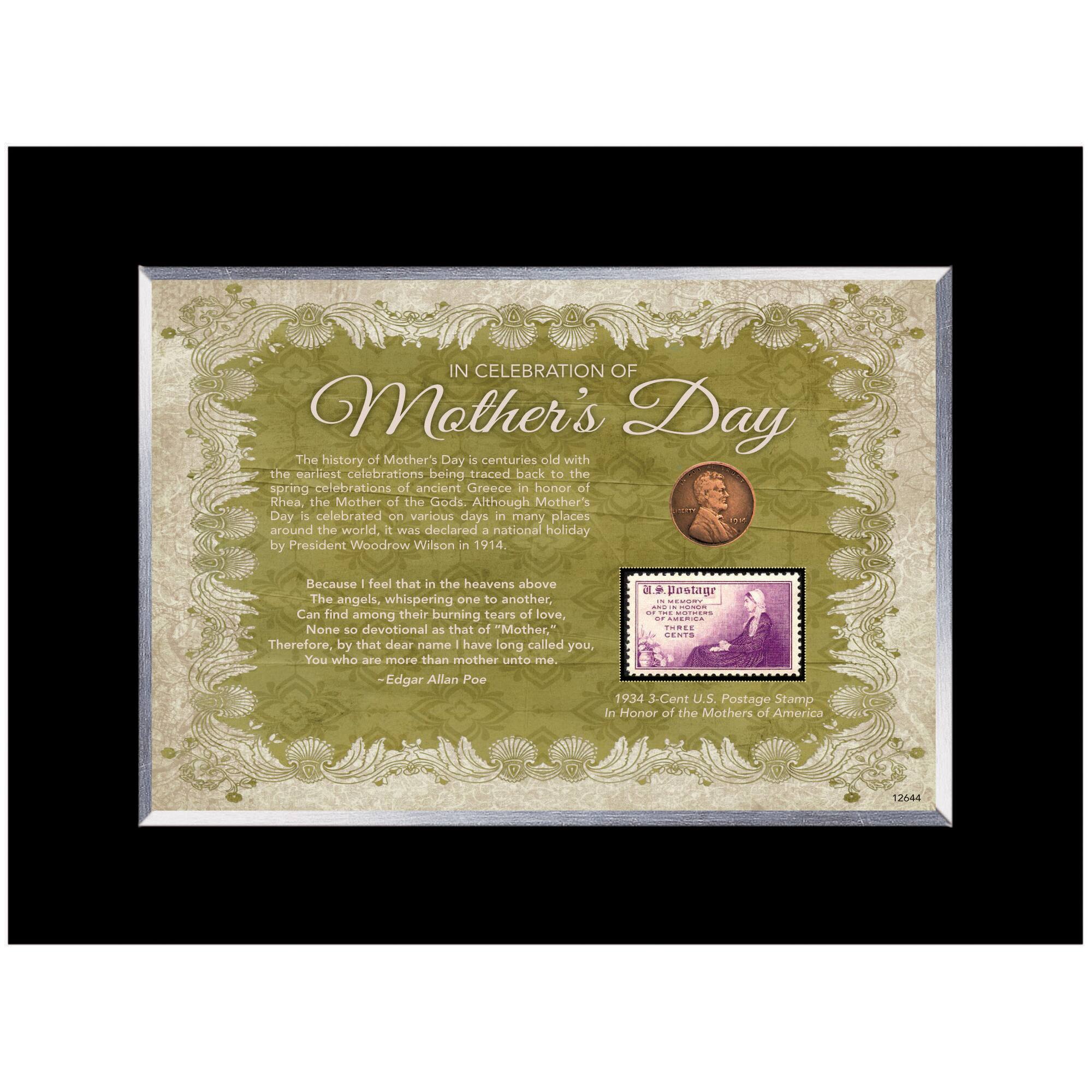 Mother's Day Celebration Frame with Stamp and Coin